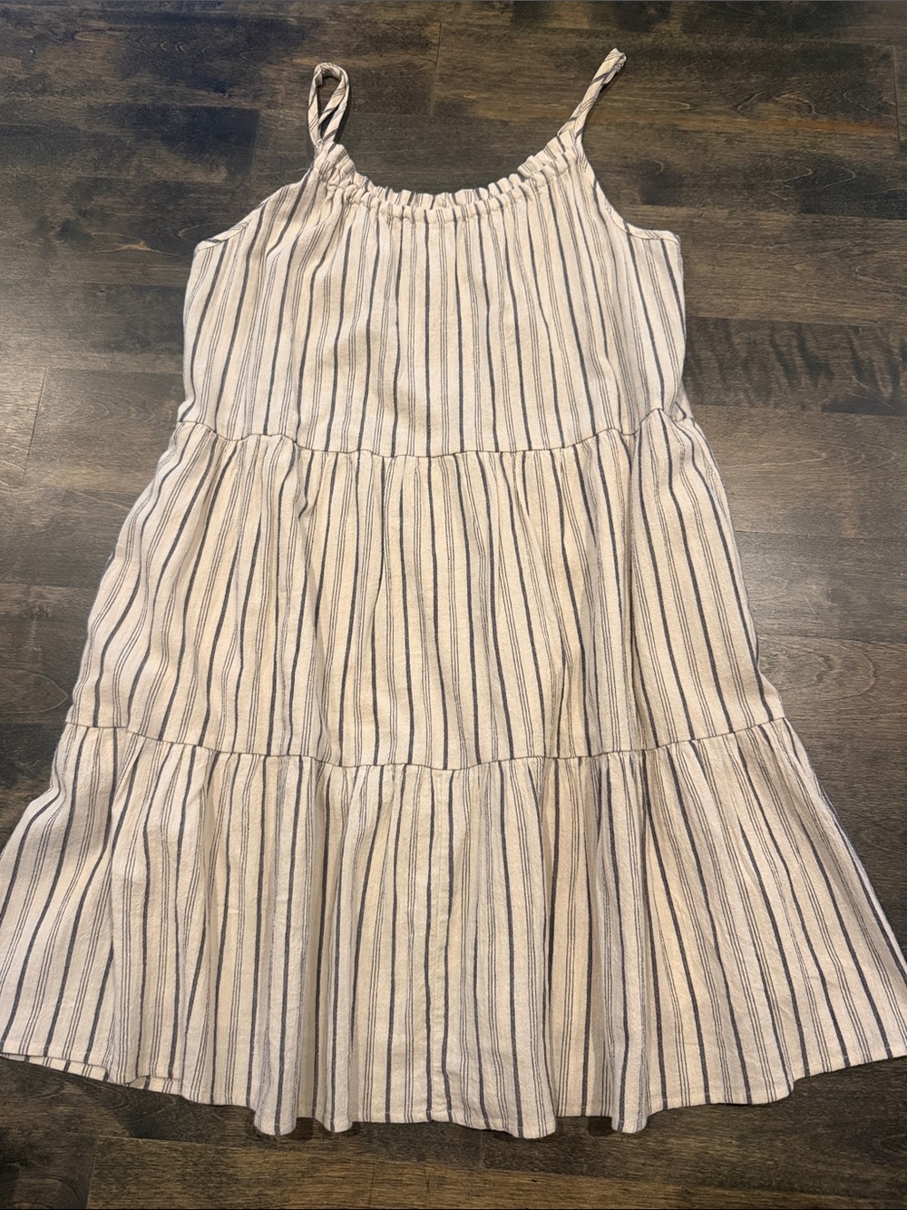 Evereve White and Navy Striped Tiered Midi Sundress